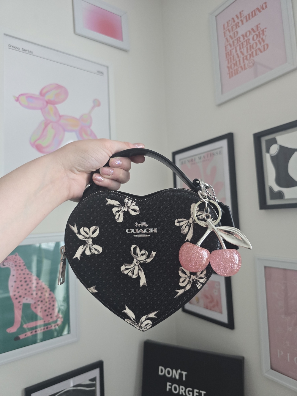 Coach Crossbody Heart Bag With Bow Print + Charm - CAA99